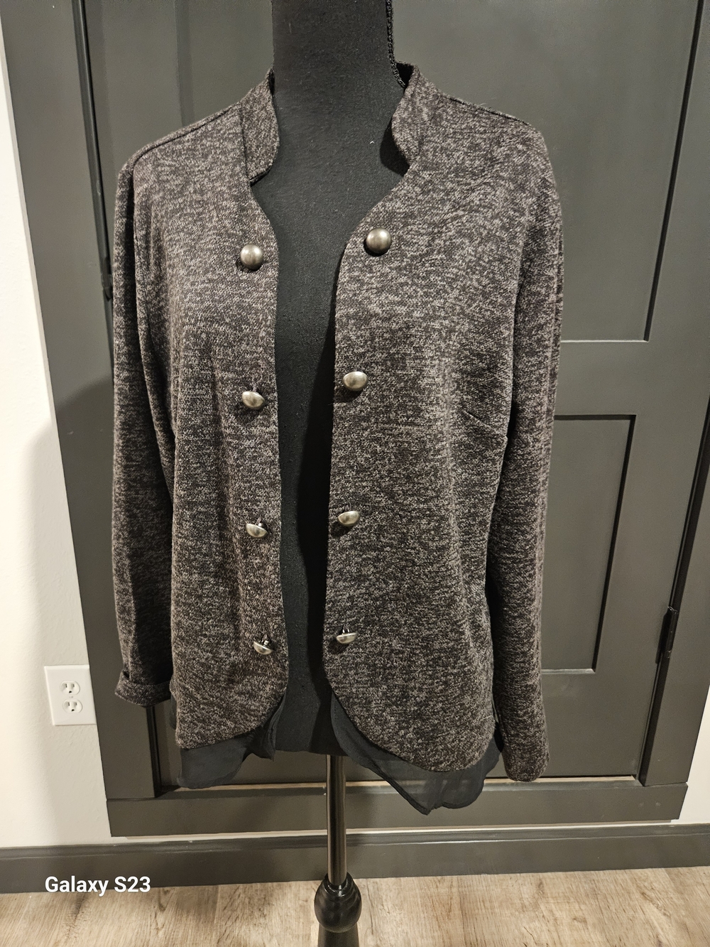 Maurices Heathered Charcoal Faux Button-Front Cardigan